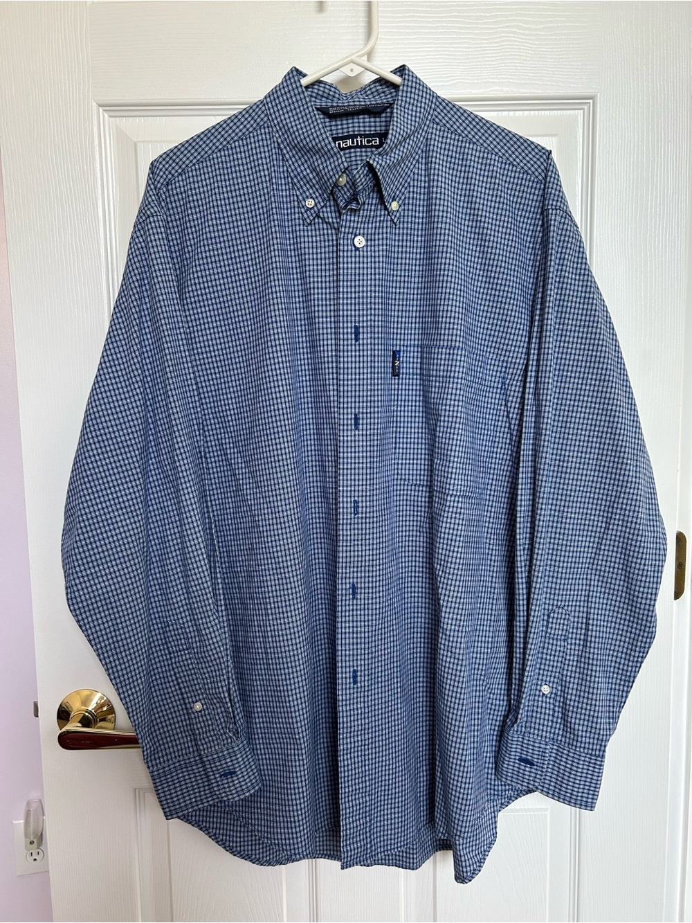 Nautica Blue Micro-Check Button-Down Dress Shirt